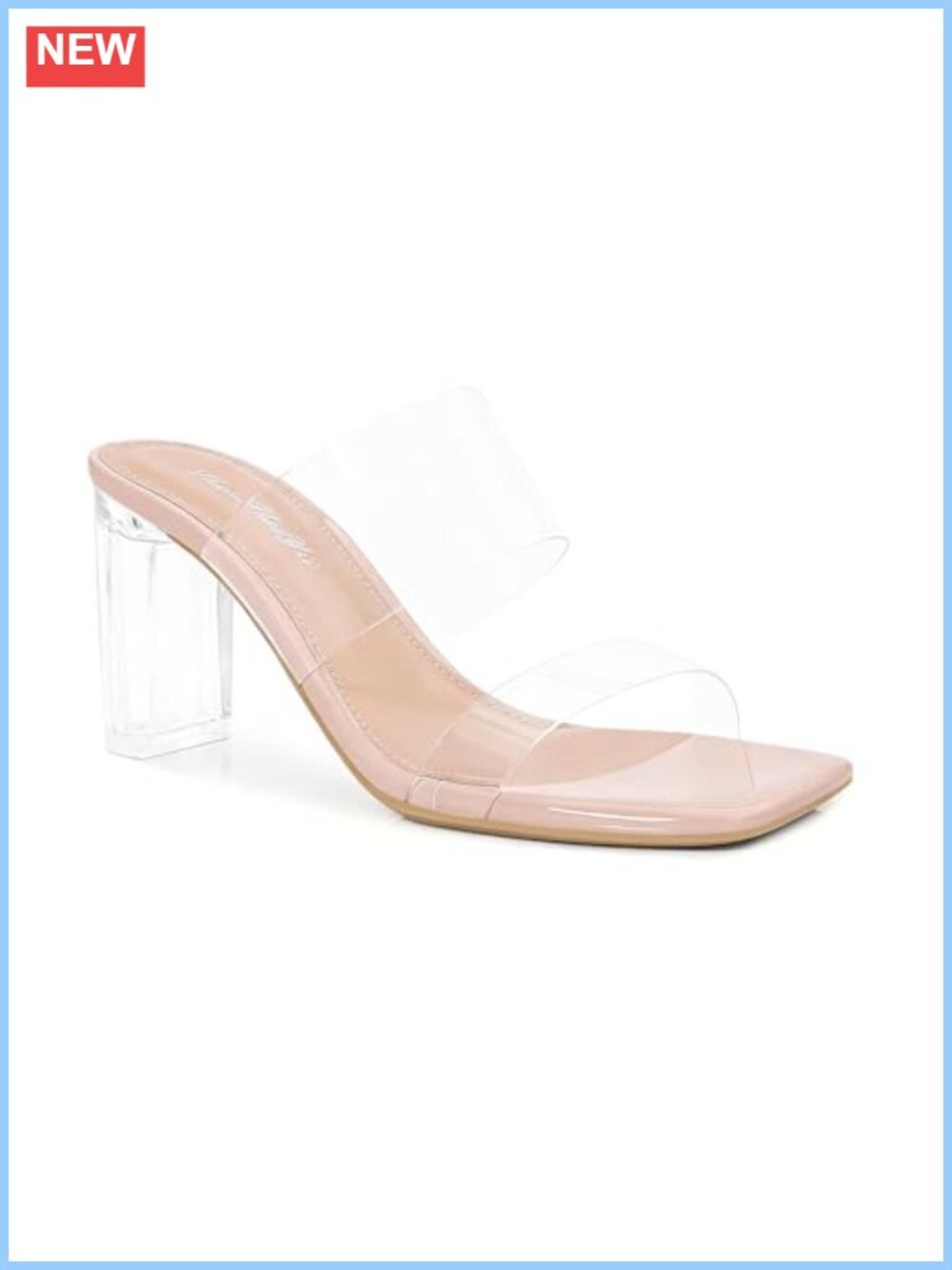 Clear Block Heel Sandals Square Toe Slip On Chunky Platform Mules TPU